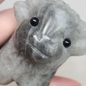 Labradorite Highland Cow Crystal Carving